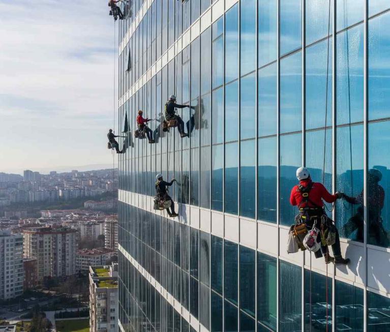 Bahçeşehir'de yüksek bina dış cam temizlik hizmetleri