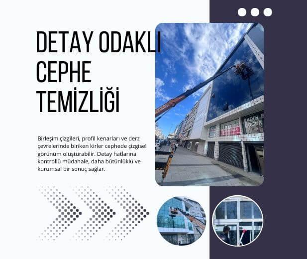 Cam giydirme cephede birleşim çizgileri ve profil kenarlarında yapılan detay odaklı uygulamayı gösteren görsel