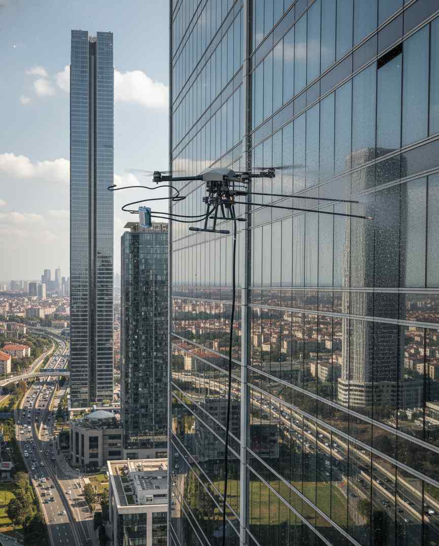 Drone ile Mecidiyeköy dış cephe temizliği hizmetleri
