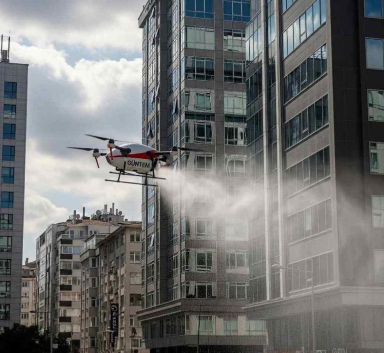 Drone ile Şişli dış cephe temizliği