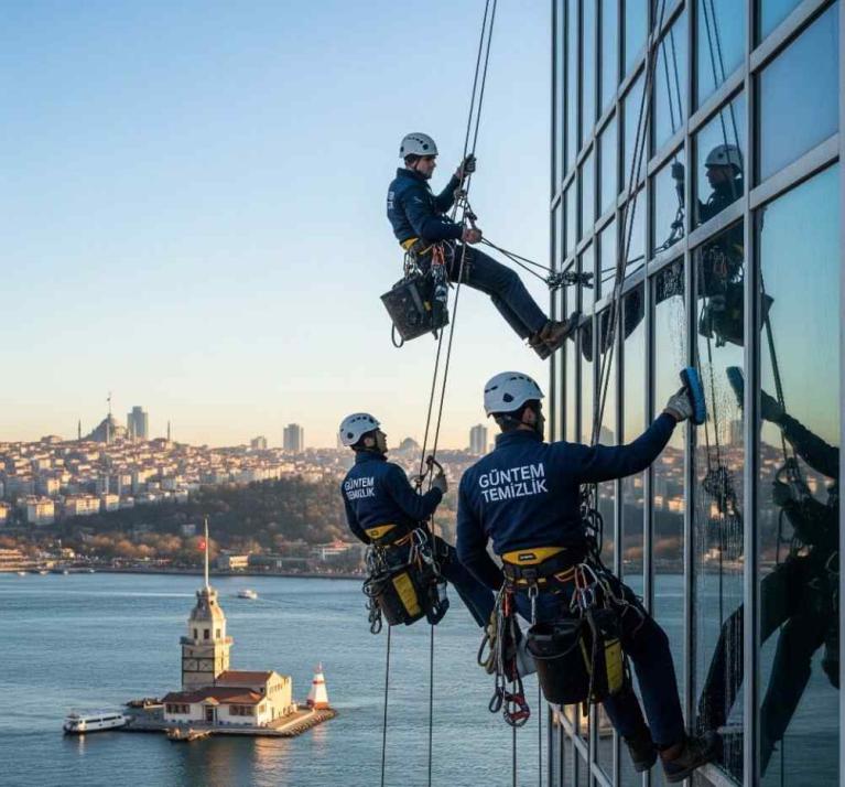 İple erişim yöntemiyle dış cephe cam temizliği hizmetleri