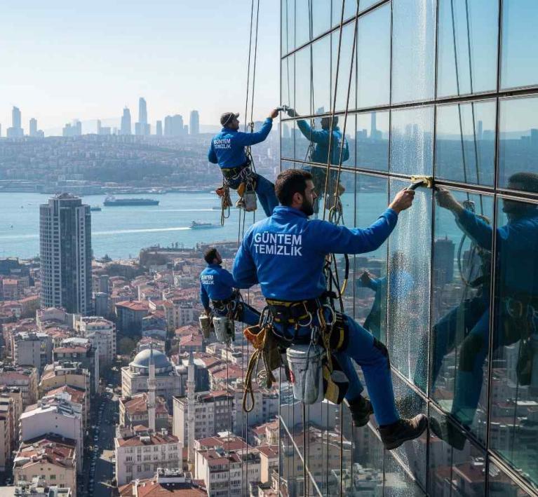 İple erişim yöntemiyle plaza cam temizliği hizmetleri