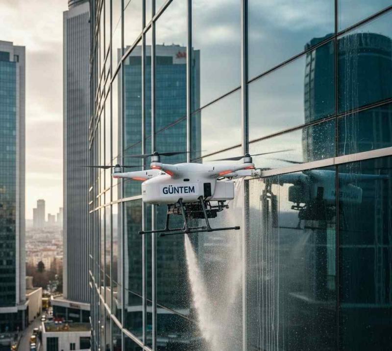 Dronla dış cephe cam temizliği hizmetleri