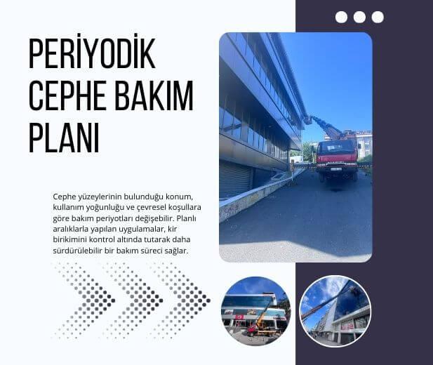 Bina kullanım yoğunluğu ve çevresel koşullara göre planlanan periyodik cephe bakım uygulamasını gösteren görsel