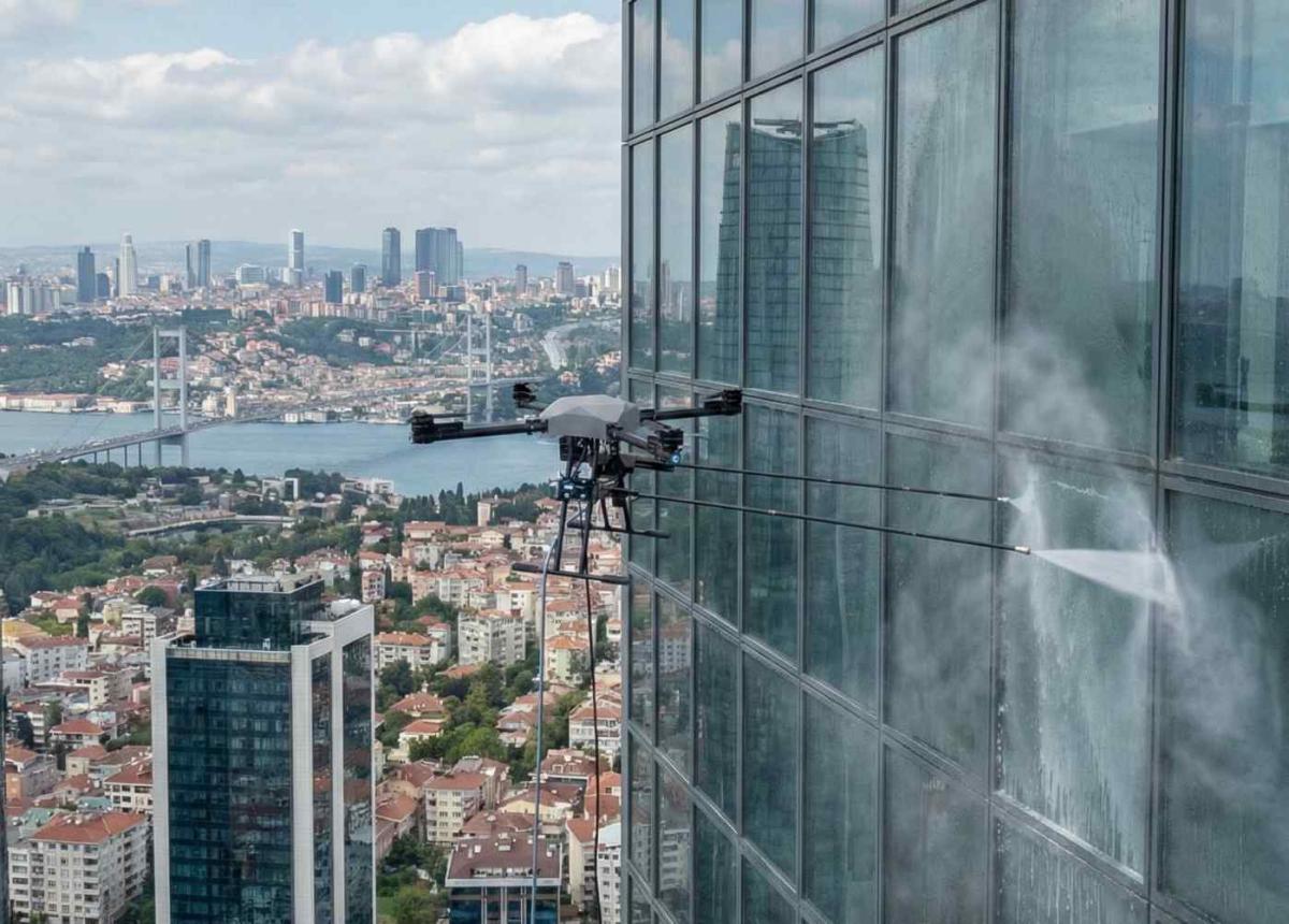 Profesyonel drone ile Beykoz dış cephe cam temizliği hizmetleri