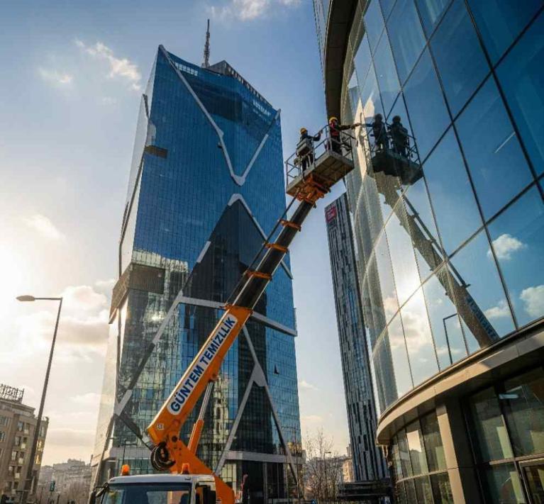 Sepetli platform ile dış cephe temizliği hizmetleri