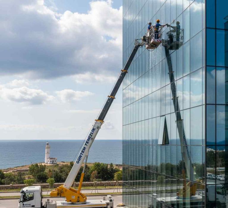 Sepetli vinç ile dış cephe temizliği hizmetleri